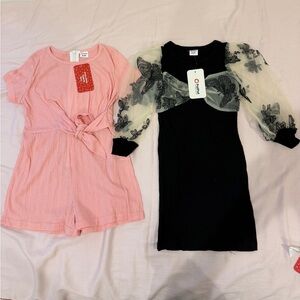 PatPat Pink Jumpsuits and Black Dress Set